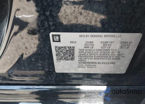 2020 Cadillac Ct5 Premium Luxury z USA, uszkodzony, nr VIN 1G6DN5RKXL0111392